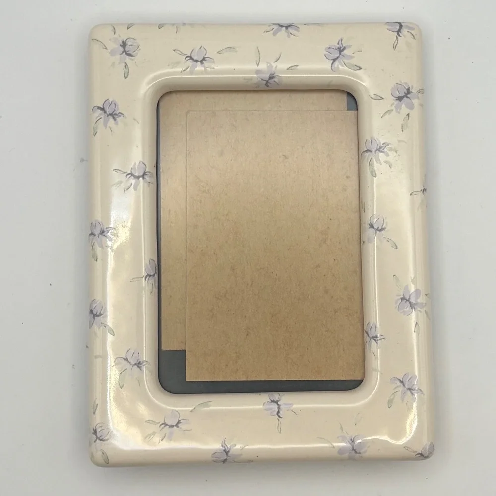 Vtg 1981 Hallmark Ceramic Picture Frame Orchid Floral Coquette Cottagecore 3